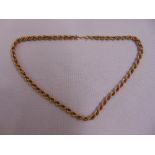 9ct yellow gold rope twist necklace, approx total weight 13.0g