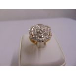 9ct yellow gold cluster ring, approx total weight 5.9g