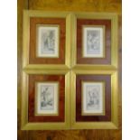 A set of four framed 18th century copper plate French prints depicting classical allegorical