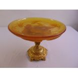 Rene Lalique Coupe Martigues (36.8cm diameter), moulded yellow amber and opalescent fish motif glass