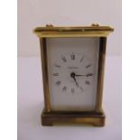 Bayard 8 day carriage clock of customary form the white enamel dial with Roman numerals