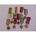 WWII medals to include Air Crew Europe Star, Africa Star, Atlantic Star, Burma Star, France and