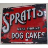 A Vintage enamel sign advertising Spratts Meat Fib
