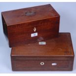 An inlaid mahogany tea caddy, 12" across, and a Vi