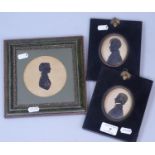 2 19th century oval gilded silhouettes, and anothe