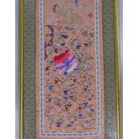 3 framed Chinese embroidered silk panels, largest