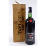 A Magnum bottle of Taylor's late bottled Vintage 1981 Port, boxed