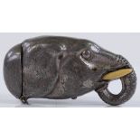 A novelty white metal elephant head design Vesta case, late 19th century, length 5.5cm