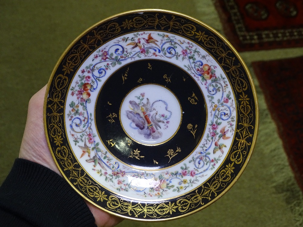 A group of English and Continental porcelain, including a Sevres Cabinet cup and saucer with painted - Image 7 of 11