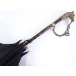 A Victorian cane-handle umbrella with gilt-brass horse head terminal