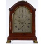 An 18th century mahogany cased 8-day bracket clock, with arch top, engraved silver dial signed