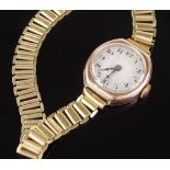 A Vintage lady's 9ct gold-case mechanical wristwatch, on a plated strap, case width 20mm, working