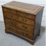 A 19th century walnut / mahogany chest of 3 long and 2 short drawers, with brass drop handles and
