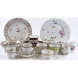 A group of English and Continental porcelain, including a Sevres Cabinet cup and saucer with painted