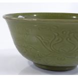 A Chinese celadon glaze bowl with incised decoration, diameter 27cm, height 13cm