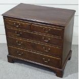 A 19th century mahogany chest of 2 short and 3 long drawers, original brass drop handles and bracket