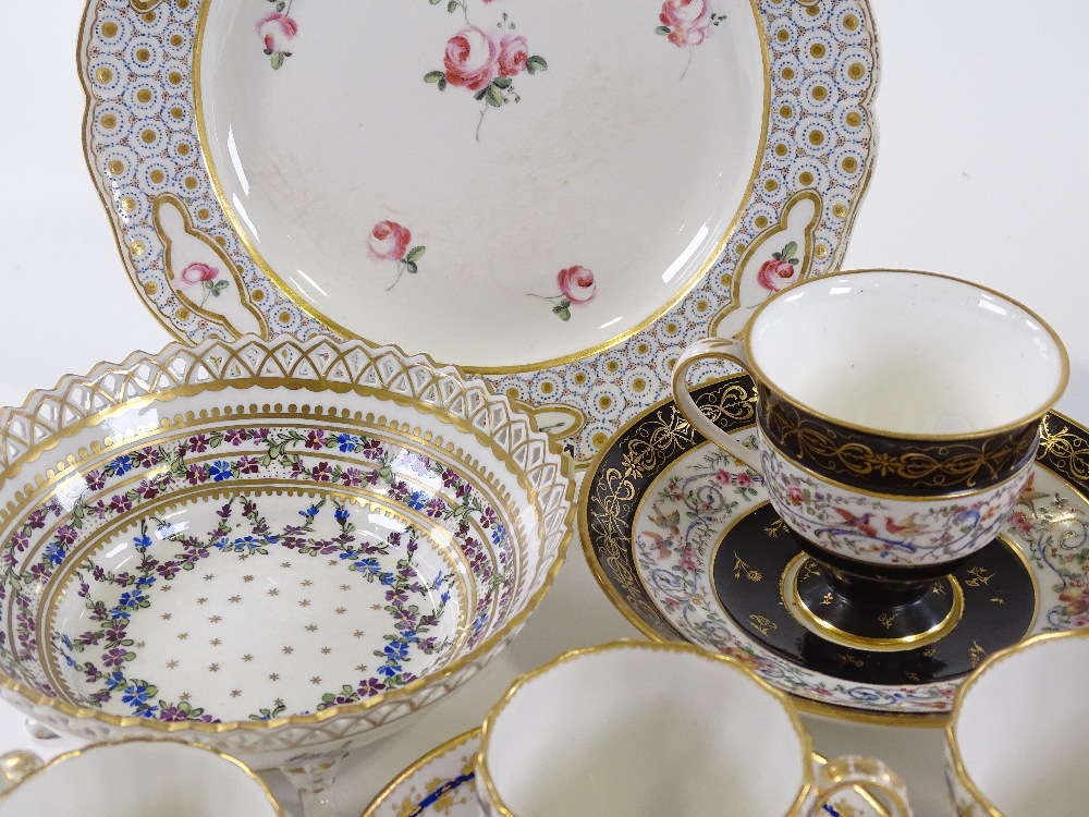 A group of English and Continental porcelain, including a Sevres Cabinet cup and saucer with painted - Image 2 of 11