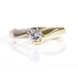 An 18ct gold solitaire diamond ring, diamond approx 0.25ct, setting height 5.2mm, size M, 4g