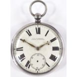 A silver-cased open-face key-wind pocket watch, by GF Clarkson of North Allerton, movement no. 8573,