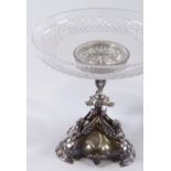 A pair of Elkington & Co electroplate table centre fruit dishes, with original diamond cut-glass