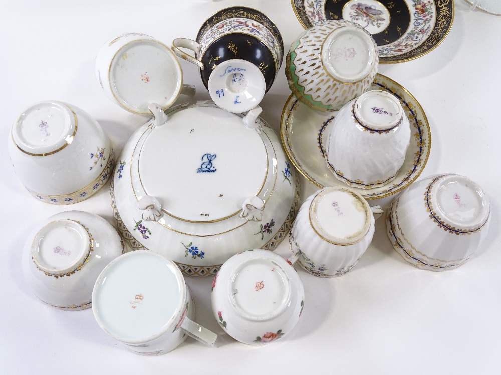 A group of English and Continental porcelain, including a Sevres Cabinet cup and saucer with painted - Image 3 of 11