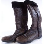 A pair of Prada designer brown leather lady's boots (approx UK size 7)