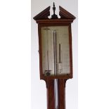 A Georgian mahogany cased stick barometer with engraved silvered dial, signed D Ortelli of