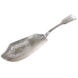 A George III silver Fiddle pattern fish slice, with reeded edge, by William Eaton, hallmarks