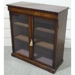 A 19th century rosewood 2-door bookcase with glazed panelled doors, width 2' 10", height 3'