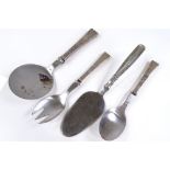 A set of 3 Danish silver-handled serving utensils, and another silver-handled silver slice (4)