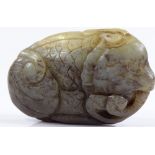 A Chinese relief carved nephrite mythical beast, length 6cm