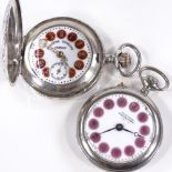A Continental silver Roskopf pocket watch, and a steel-cased Roskopf pocket watch (2)