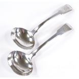 A pair of silver Fiddle pattern ladles, by Thomas James, hallmarks London 1810, length 17cm, 3.8oz