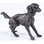 A Victorian spelter novelty dog design hatpin stand, length 12cm