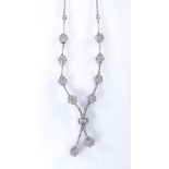 An 18ct white gold diamond set collar necklace, total diamond content approx 1.5ct, length 430mm,