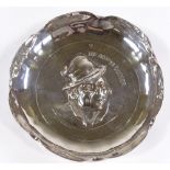 A circular silver "Artful Dodger" dish by Henry Greaves, hallmarks Birmingham 1906, diameter 14cm,