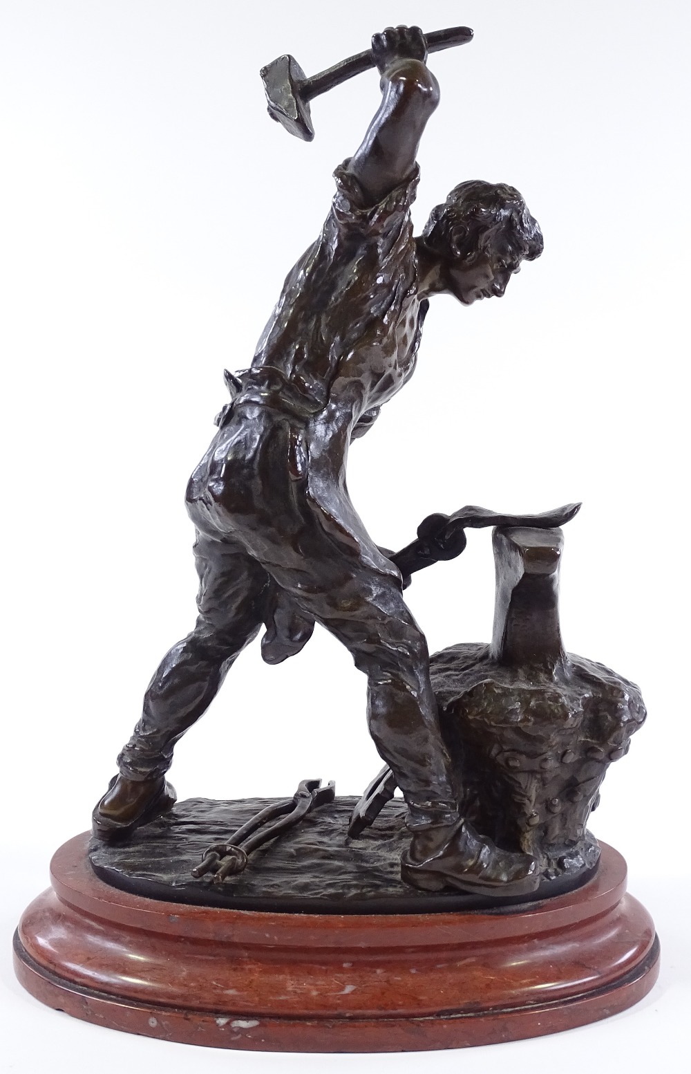 Ruffino Besserdich (born 1852), bronze sculpture The Blacksmith, signed on base on original - Image 2 of 4