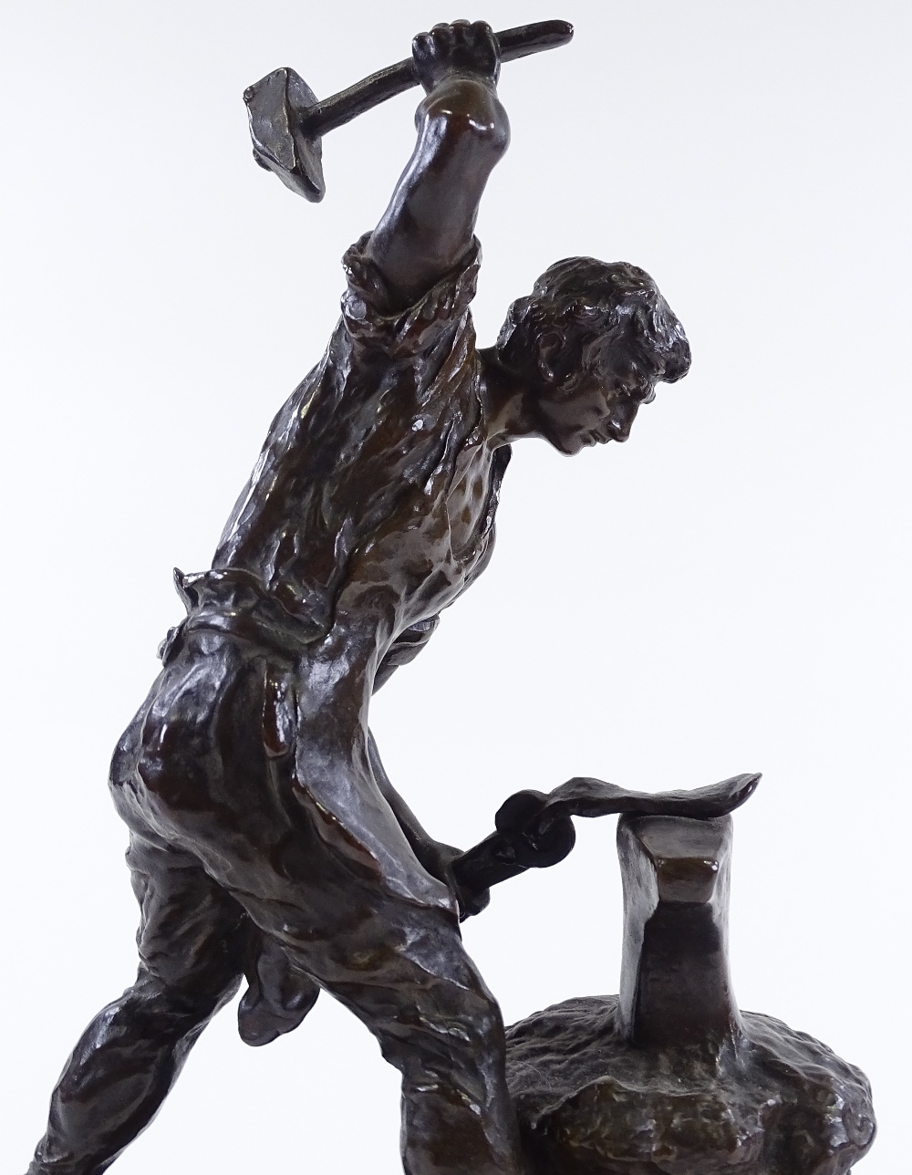 Ruffino Besserdich (born 1852), bronze sculpture The Blacksmith, signed on base on original