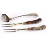 A Scottish silver toddy ladle, by John Graham, hallmarks Edinburgh 1813, together with 2 agate-