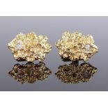 A pair of 9ct gold and diamond nugget design cufflinks, panel length 24.5mm, 16.5g