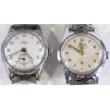 2 Vintage Mechanical Oris wristwatches, stainless steel cases with expanding straps, anti-shock,