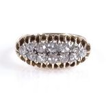 A Victorian 18ct gold double-row diamond ring, total diamond content approx 0.5ct, setting height