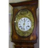 A 19th century French pine-cased comptoise longcase clock, ornate gilt-brass and enamel dial with