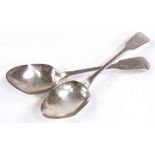 A pair of George IV silver Fiddle pattern dessert spoons, by William Eaton, hallmarks London 1824,