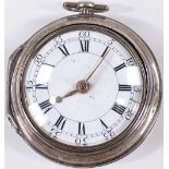 A silver pair cased open-face key-wind pocket watch, by Hugh Gordon of Aberdeen, white ceramic