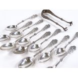 A set of 11 Danish silver teaspoons, various dates, some with maker's marks for R A