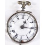 An 18th century silver pair-cased open-face key-wind Verge pocket watch, by James Snelling of