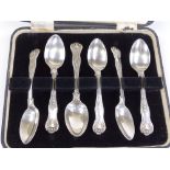 A set of 6 Georgian King's pattern silver teaspoons, by John Henry and Charles Lias, hallmarks