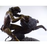 Richard Minns, a large bronze sculpture, Samson and the lion, 2005, limited edition no. 6/6, on