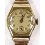 A lady's 18ct gold Record Mechanical wristwatch, 15 jewel movement with subsidiary seconds dial,